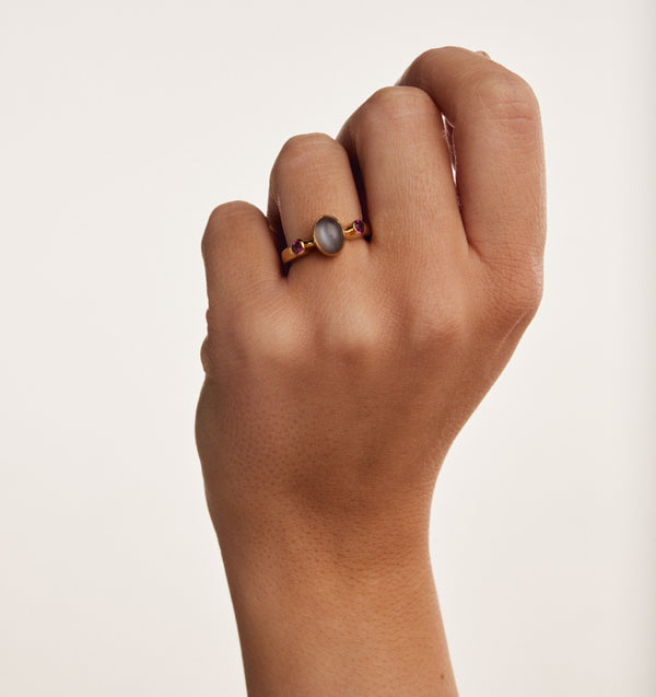 Pierścionek Bonbon Grey Moonstone